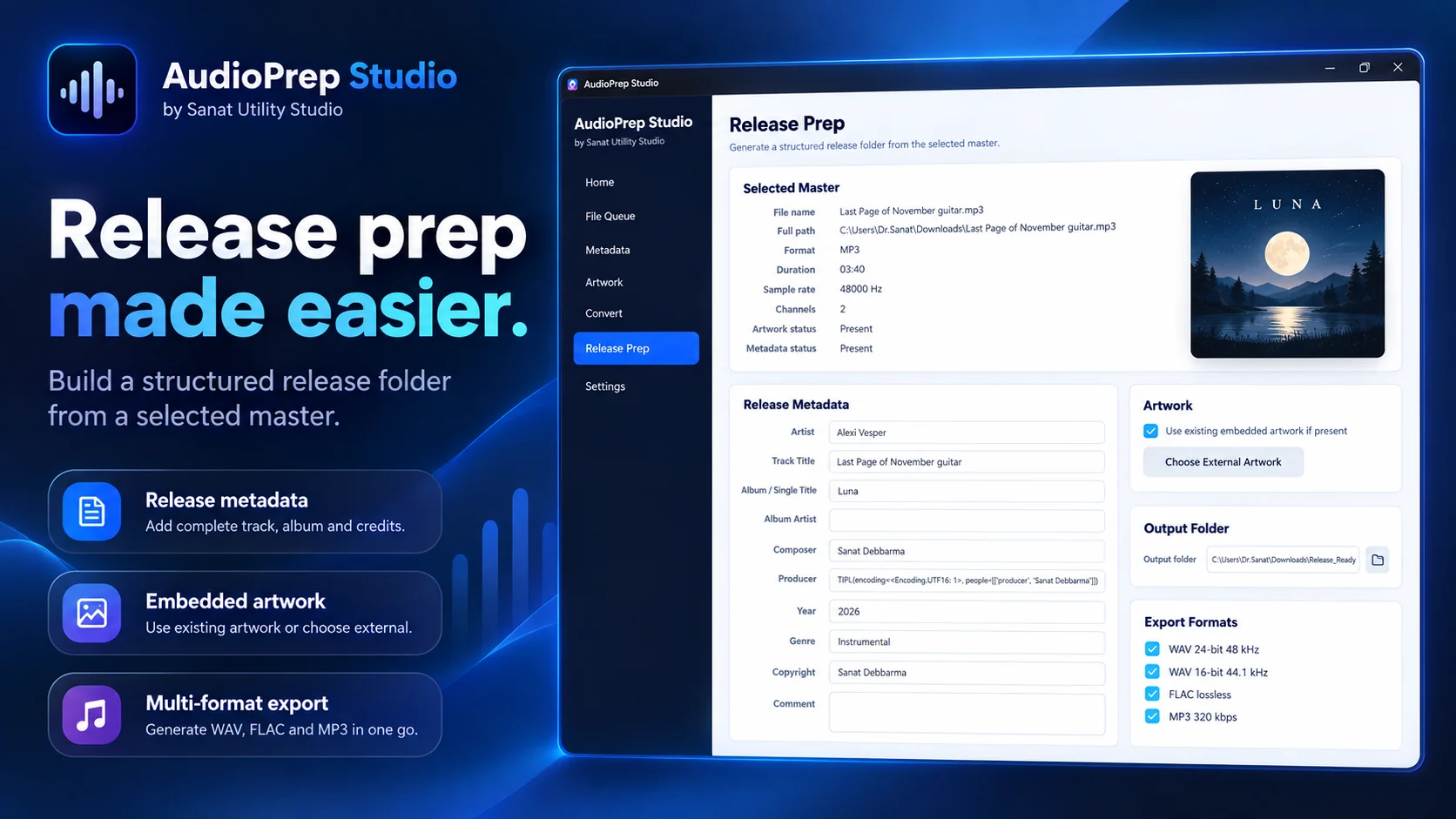 AudioPrep Studio release preparation workflow